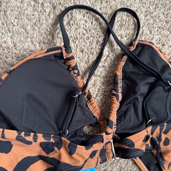 Cupshe Leopard Print one piece cutout Brown & Black Cheeky Swimsuit size Large - Picture 5 of 6